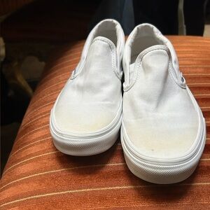 Vans White Slip-On Canvas Sneakers